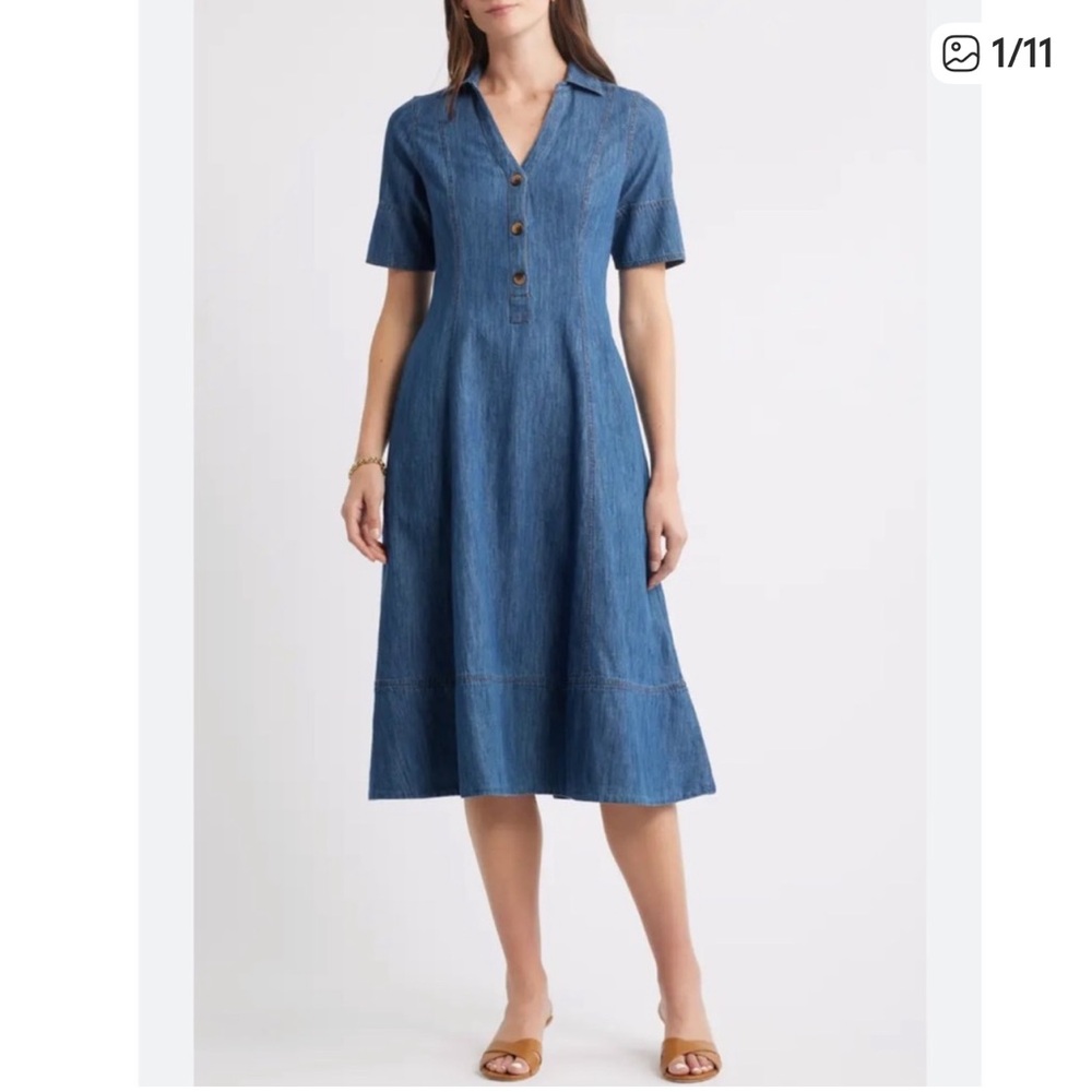 Caslon Chambray A-Line Shirtdress